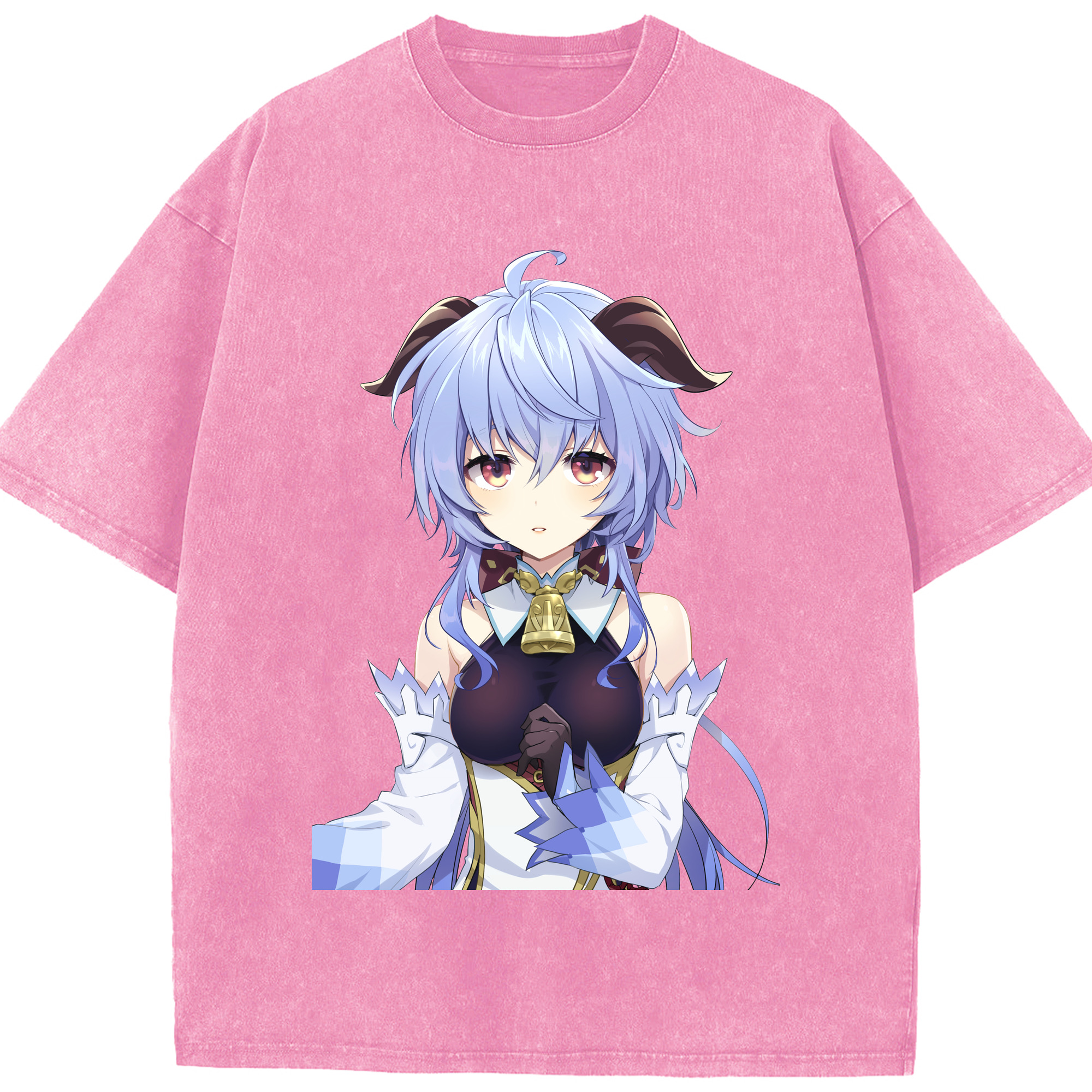 げんし神 甘雨 かんう genshin Ganyu 綿100% ヴィンテージ風 半袖Tシャツ（フロントプリント）